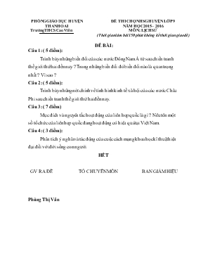 Đề thi chọn học sinh giỏi huyện lớp 9 năm học 2015 2016 môn lịch sử
